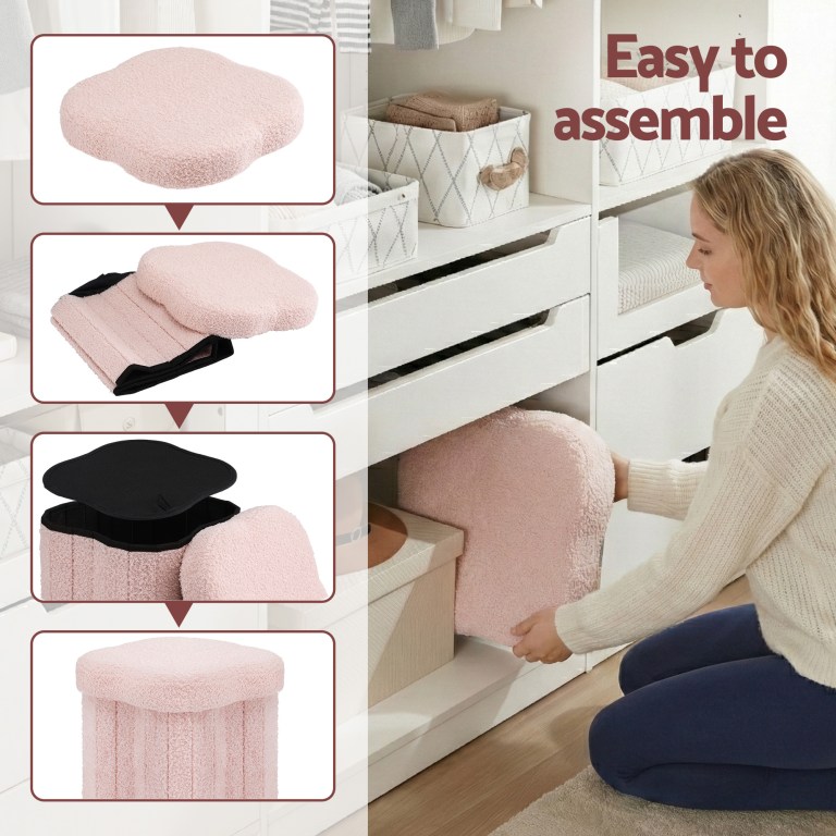 artiss storage ottoman foot stool foldable pink artiss storage ottoman foot stool foldable pink