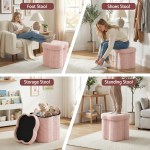 artiss storage ottoman foot stool foldable pink artiss storage ottoman foot stool foldable pink