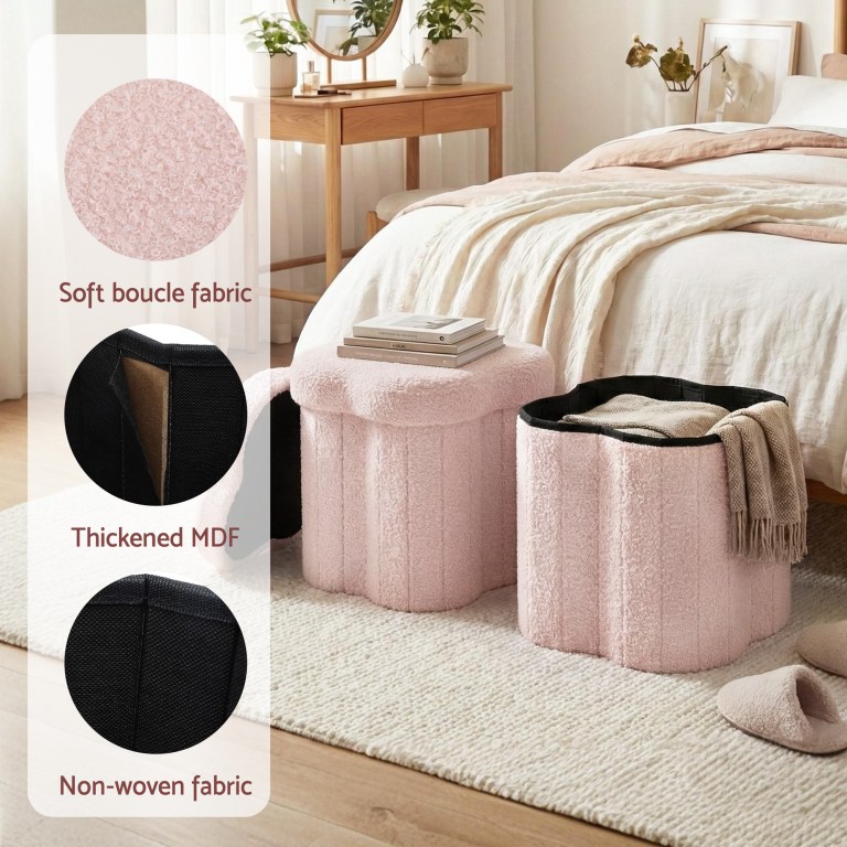 artiss storage ottoman foot stool foldable pink artiss storage ottoman foot stool foldable pink