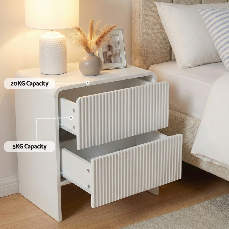 artiss bedside table 2 drawers beige