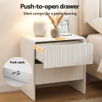 artiss bedside table 2 drawers beige