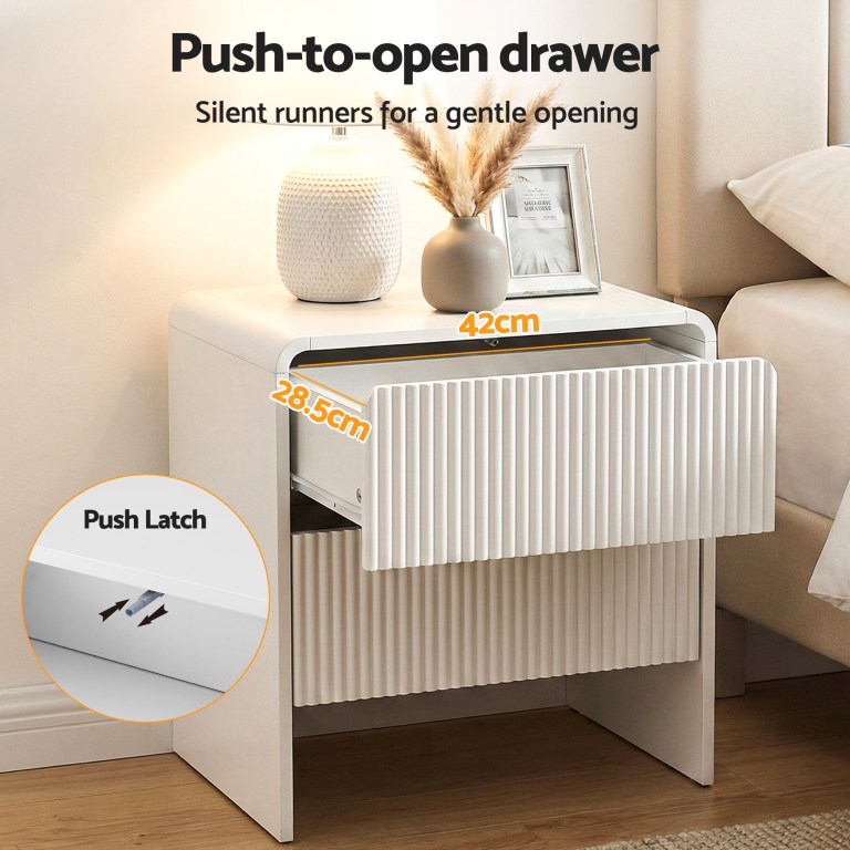 artiss bedside table 2 drawers beige