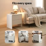 artiss bedside table 2 drawers beige