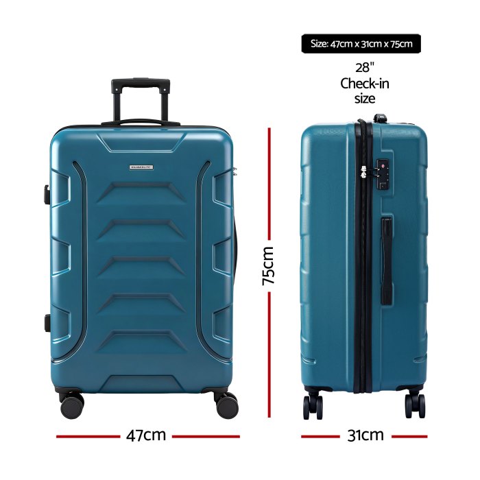 wanderlite 28 luggage suitcase trolley travel tsa lightweight hard case teal"