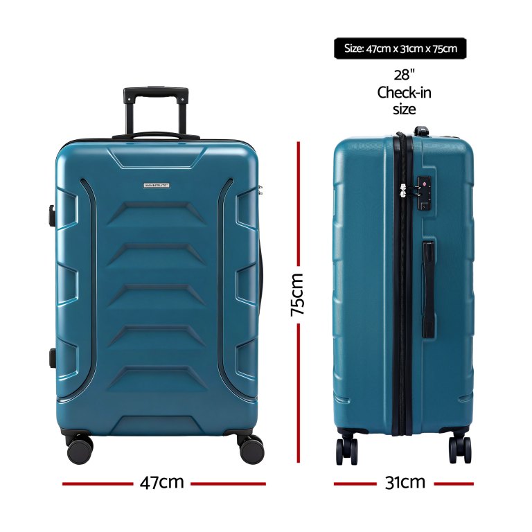 wanderlite 28 luggage suitcase trolley travel tsa lightweight hard case teal" wanderlite 28 luggage suitcase trolley travel tsa lightweight hard case teal"