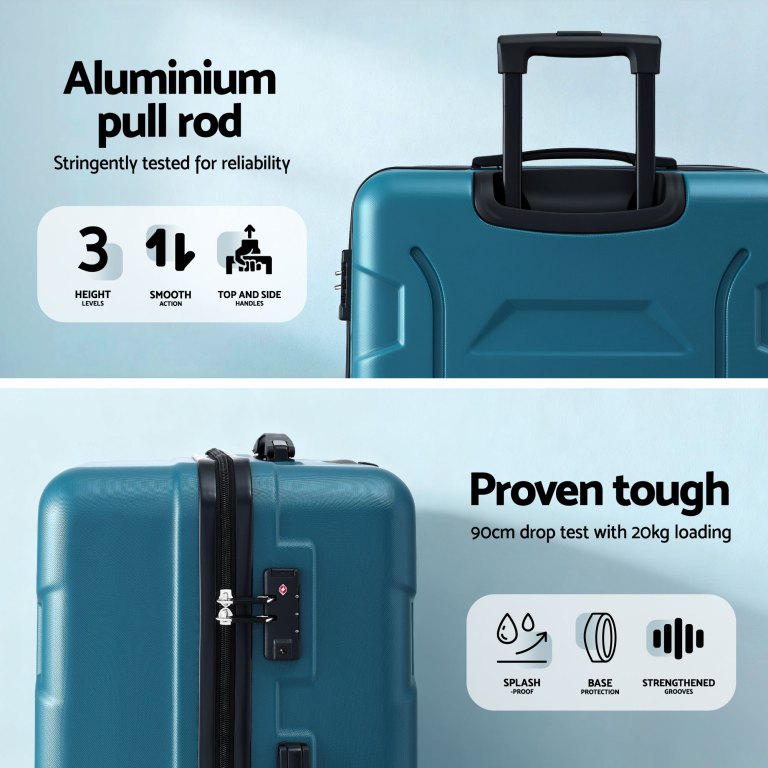 wanderlite 28 luggage suitcase trolley travel tsa lightweight hard case teal" wanderlite 28 luggage suitcase trolley travel tsa lightweight hard case teal"