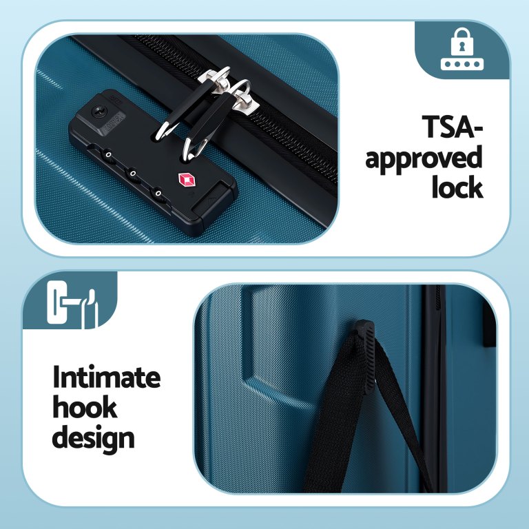 wanderlite 28 luggage suitcase trolley travel tsa lightweight hard case teal" wanderlite 28 luggage suitcase trolley travel tsa lightweight hard case teal"