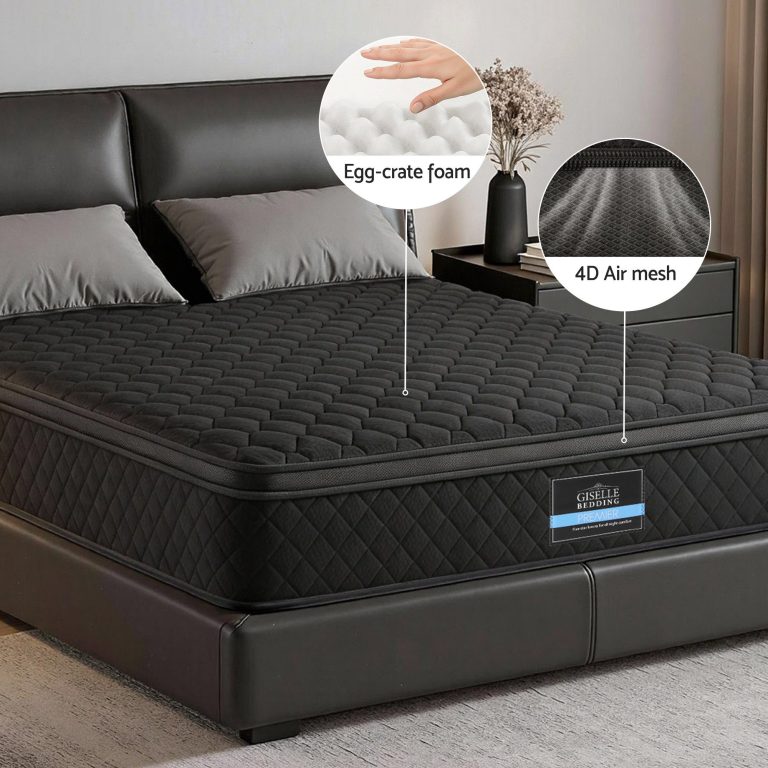 giselle bedding double mattress 34cm euro top with 5 zone pocket spring support black