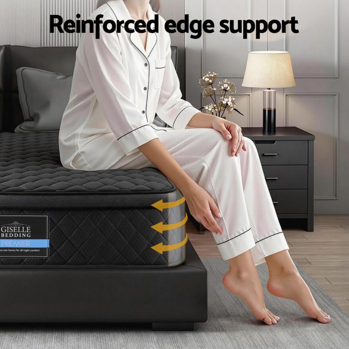giselle bedding double mattress 34cm euro top with 5 zone pocket spring support black giselle bedding double mattress 34cm euro top with 5 zone pocket spring support black