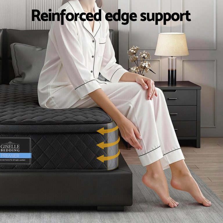 giselle bedding double mattress 34cm euro top with 5 zone pocket spring support black