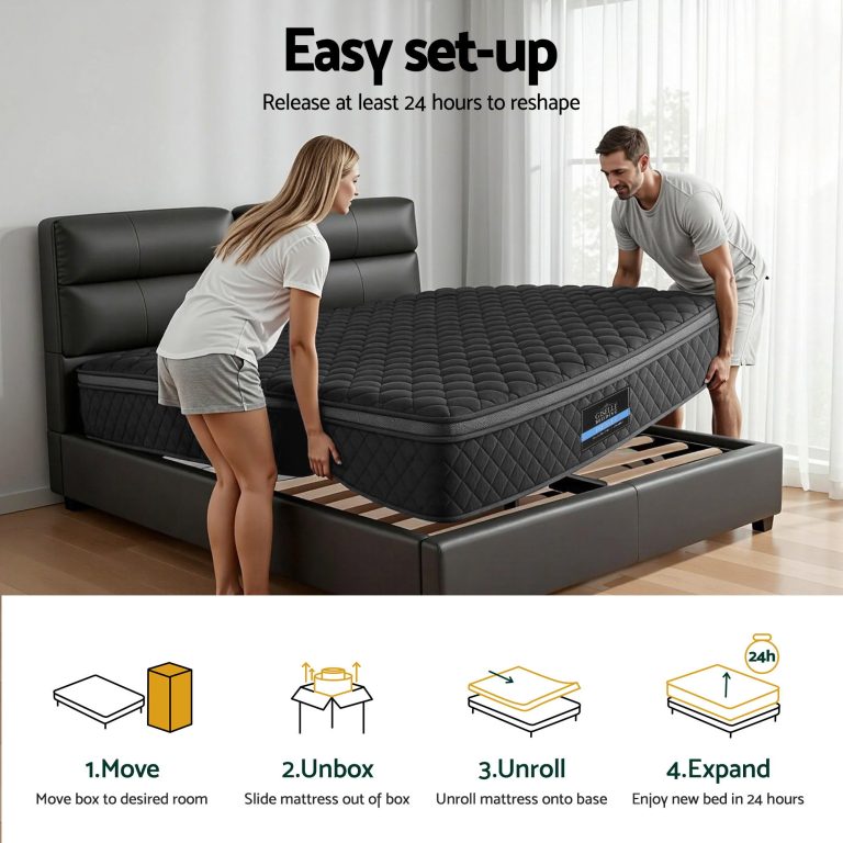 giselle bedding double mattress 34cm euro top with 5 zone pocket spring support black