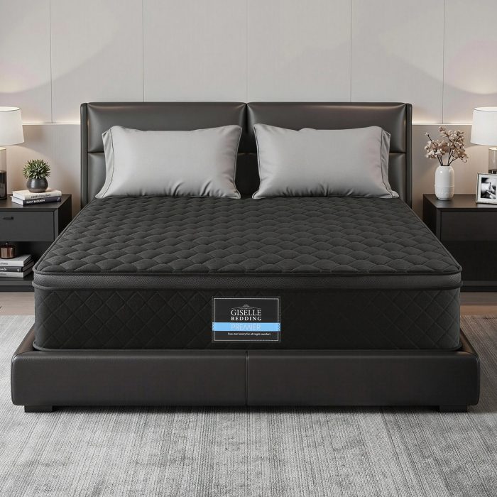 giselle bedding double mattress 34cm euro top with 5 zone pocket spring support black giselle bedding double mattress 34cm euro top with 5 zone pocket spring support black