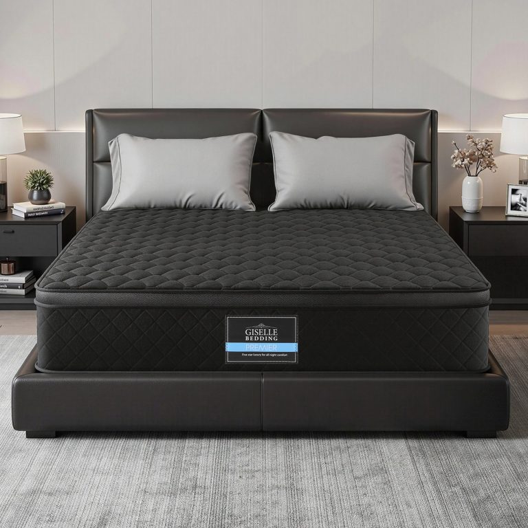 giselle bedding double mattress 34cm euro top with 5 zone pocket spring support black