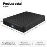 giselle bedding king mattress 34cm euro top with 5 zone pocket spring support black