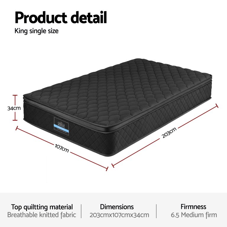 giselle bedding king single mattress 34cm euro top with 5 zone pocket spring support black giselle bedding king single mattress 34cm euro top with 5 zone pocket spring support black