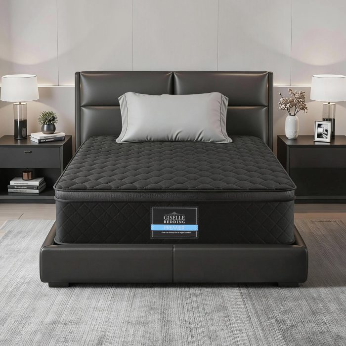 giselle bedding king single mattress 34cm euro top with 5 zone pocket spring support black