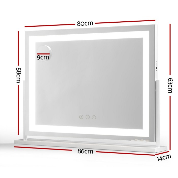 embellir makeup mirror 80x58cm 360～ rotatable vanity mirror with lights bright light strip adjustable