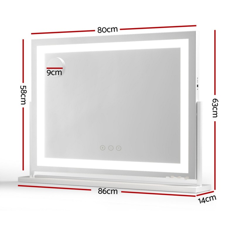 embellir makeup mirror 80x58cm 360～ rotatable vanity mirror with lights bright light strip adjustable