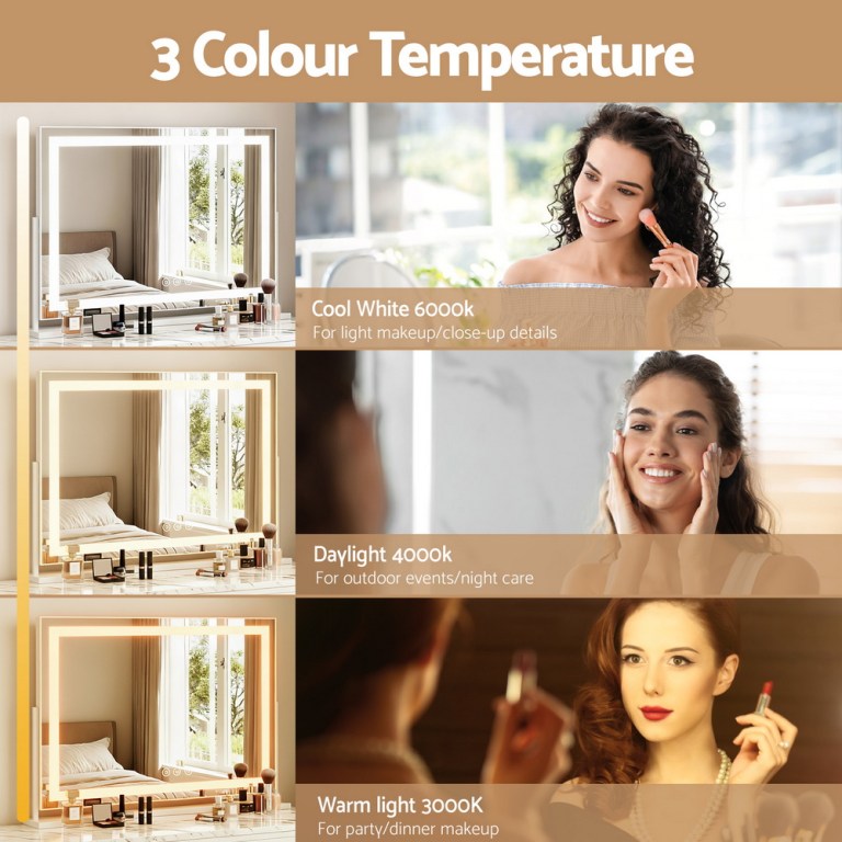 embellir makeup mirror 80x58cm 360～ rotatable vanity mirror with lights bright light strip adjustable