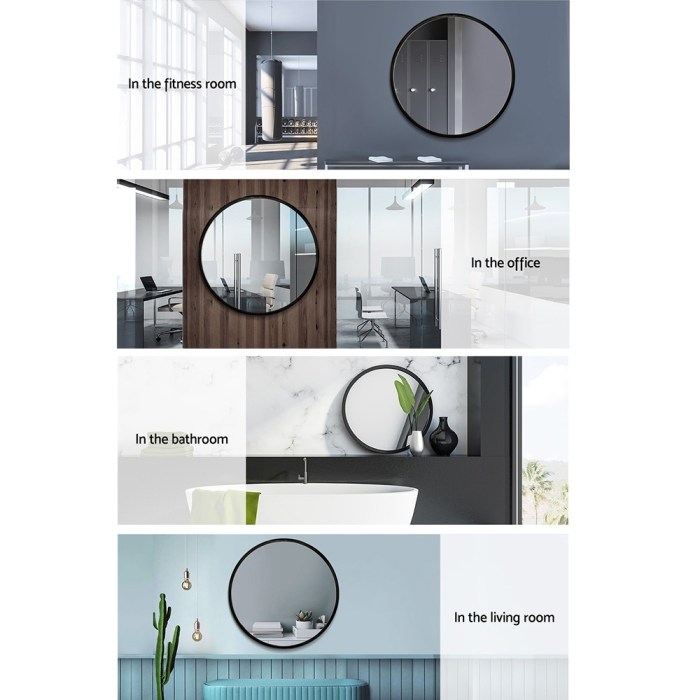 embellir wall mirror makeup 70cm home decor framed mirrors bathroom round black