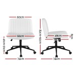 artiss criss cross chair with wheels wide cross legged office desk vanity chair pu leather, armless height adjustable swivel home office chair for home computer task, white