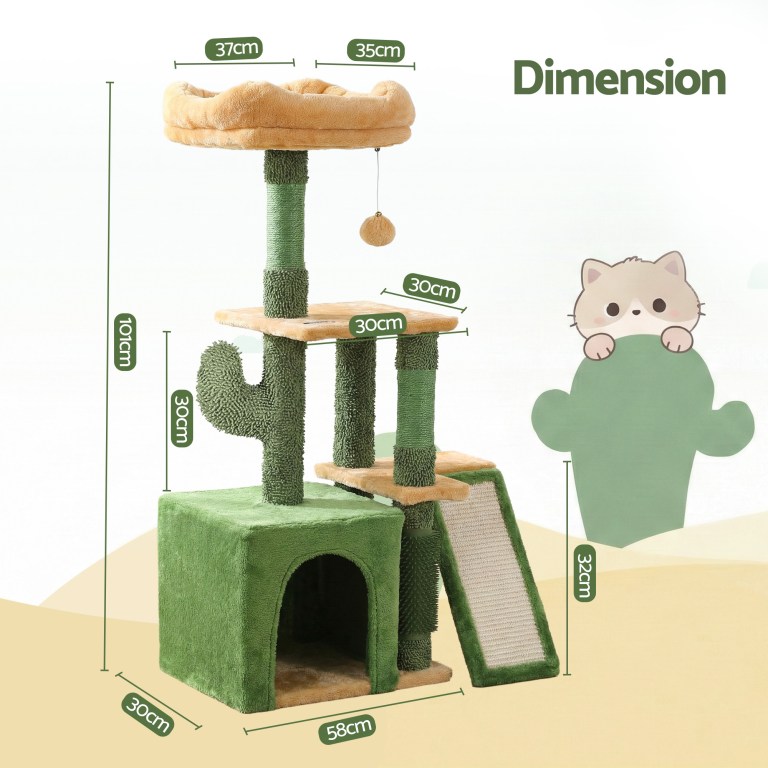 i.pet cat tree tower 101cm scratching post furniture scratcher house green