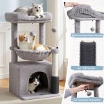 i.pet cat tree tower 82cm scratching post furniture scratcher house light grey i.pet cat tree tower 82cm scratching post furniture scratcher house light grey
