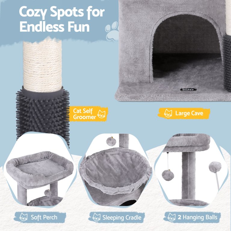 i.pet cat tree tower 82cm scratching post furniture scratcher house light grey i.pet cat tree tower 82cm scratching post furniture scratcher house light grey
