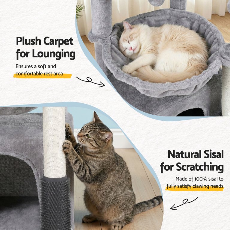 i.pet cat tree tower 82cm scratching post furniture scratcher house light grey i.pet cat tree tower 82cm scratching post furniture scratcher house light grey