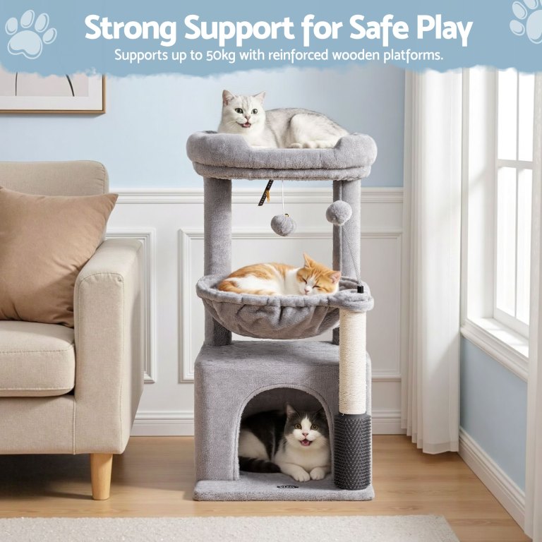 i.pet cat tree tower 82cm scratching post furniture scratcher house light grey i.pet cat tree tower 82cm scratching post furniture scratcher house light grey