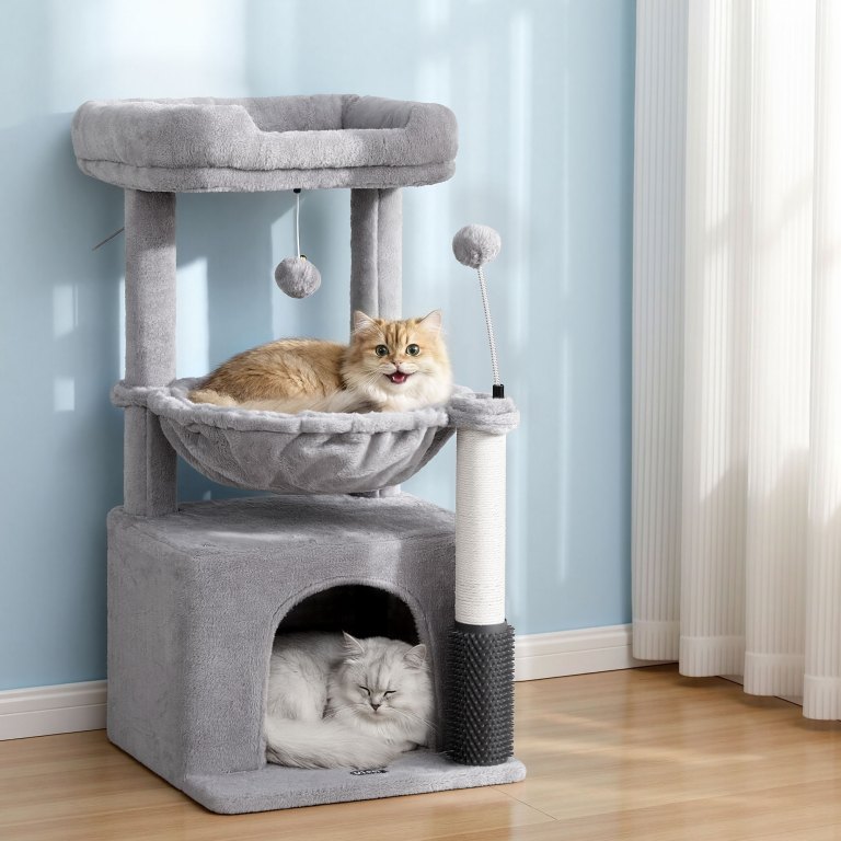 i.pet cat tree tower 82cm scratching post furniture scratcher house light grey i.pet cat tree tower 82cm scratching post furniture scratcher house light grey