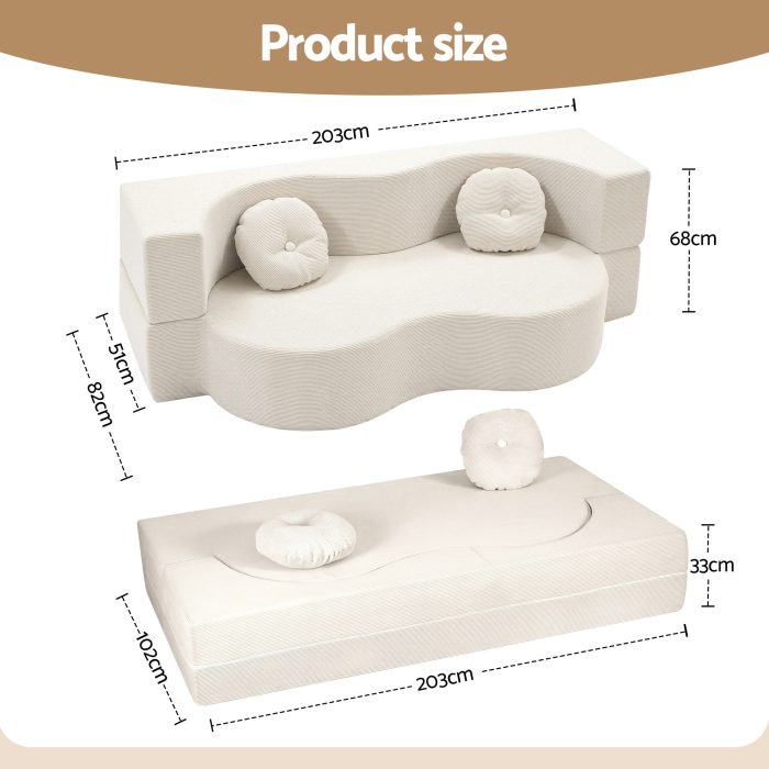 artiss folding sofa bed floor couch 2 in 1 convertible futon loveseat beige artiss folding sofa bed floor couch 2 in 1 convertible futon loveseat beige