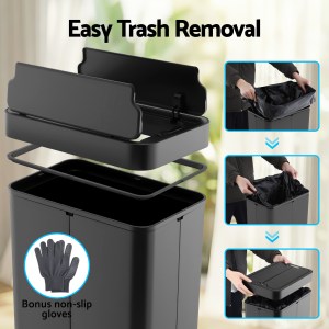 devanti rubbish bin 70l automatic sensor kitchen bin, slim smart garbage can touchless rectangular with liner holder, fully closed lid for bedroom, bathroom, living room, black