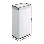 devanti rubbish bin 70l automatic sensor kitchen bin, slim smart garbage can touchless rectangular with liner holder, fully closed lid for bedroom, bathroom, living room, white
