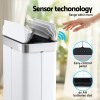 devanti rubbish bin 70l automatic sensor kitchen bin, slim smart garbage can touchless rectangular with liner holder, fully closed lid for bedroom, bathroom, living room, white