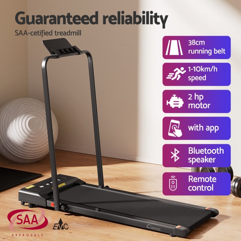 everfit treadmill electric walking pad under desk home gym fitness 380mm black everfit treadmill electric walking pad under desk home gym fitness 380mm black