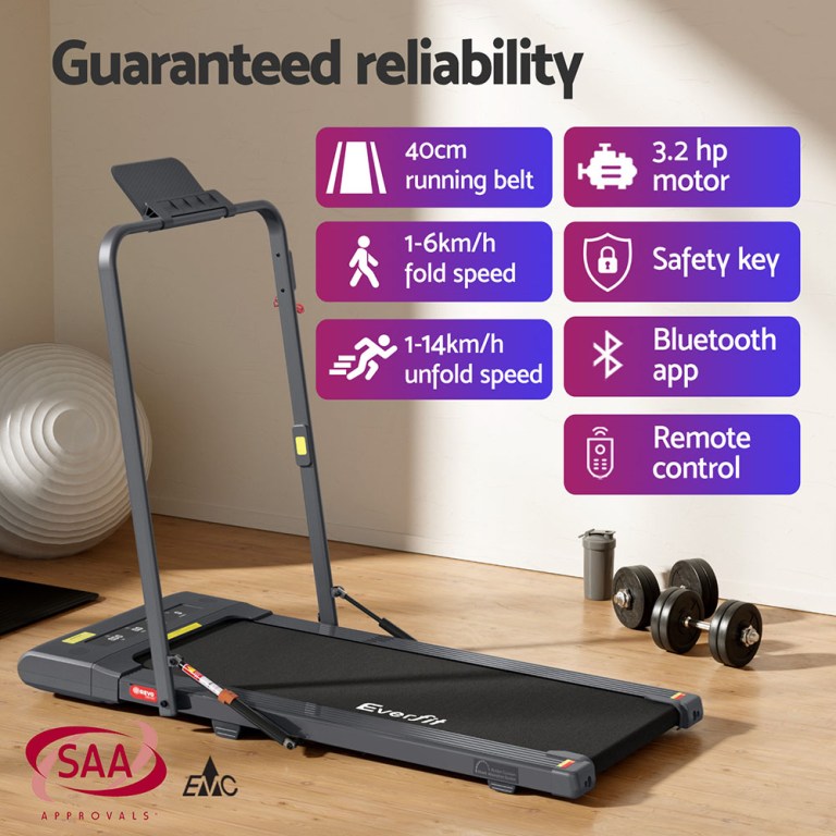 everfit treadmill electric walking pad under desk home gym fitness 400mm grey