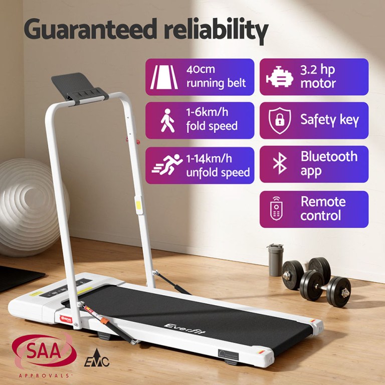 everfit treadmill electric walking pad under desk home gym fitness 400mm white