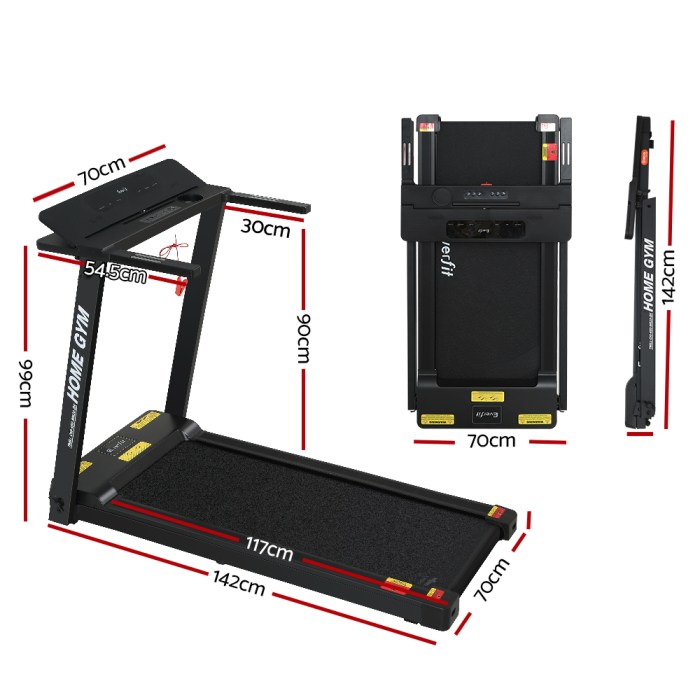 everfit treadmill electric home gym fitness exercise fully foldable 450mm black