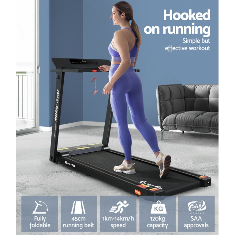 everfit treadmill electric home gym fitness exercise fully foldable 450mm black everfit treadmill electric home gym fitness exercise fully foldable 450mm black