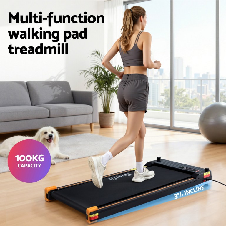 everfit 2 side walking pad treadmill with massage function fitness 380mm black