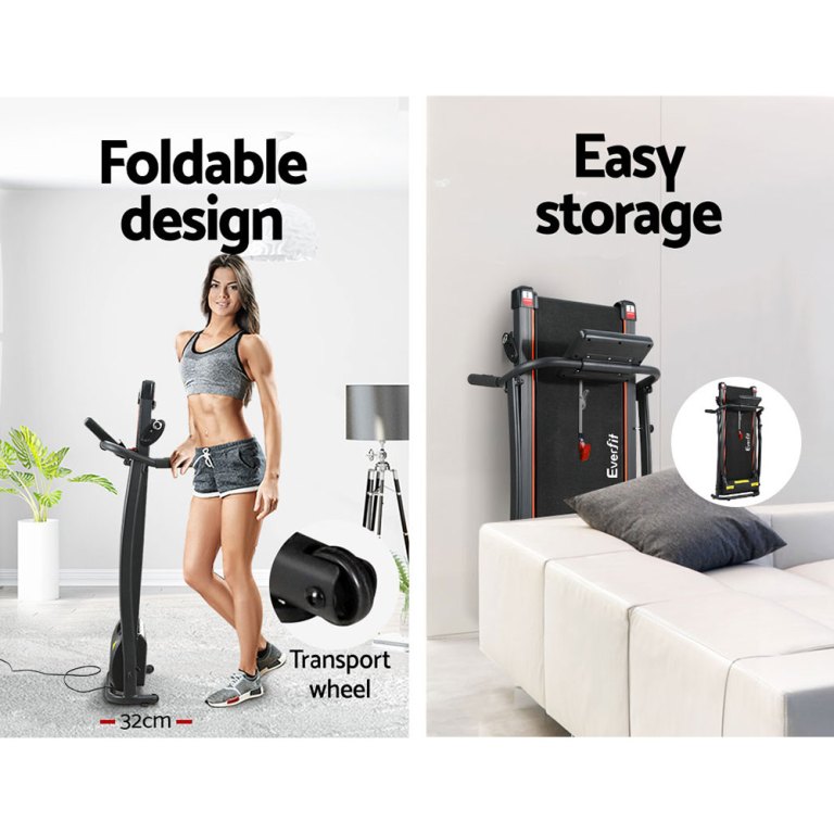 everfit treadmill electric home gym fitness exercise machine foldable 370mm