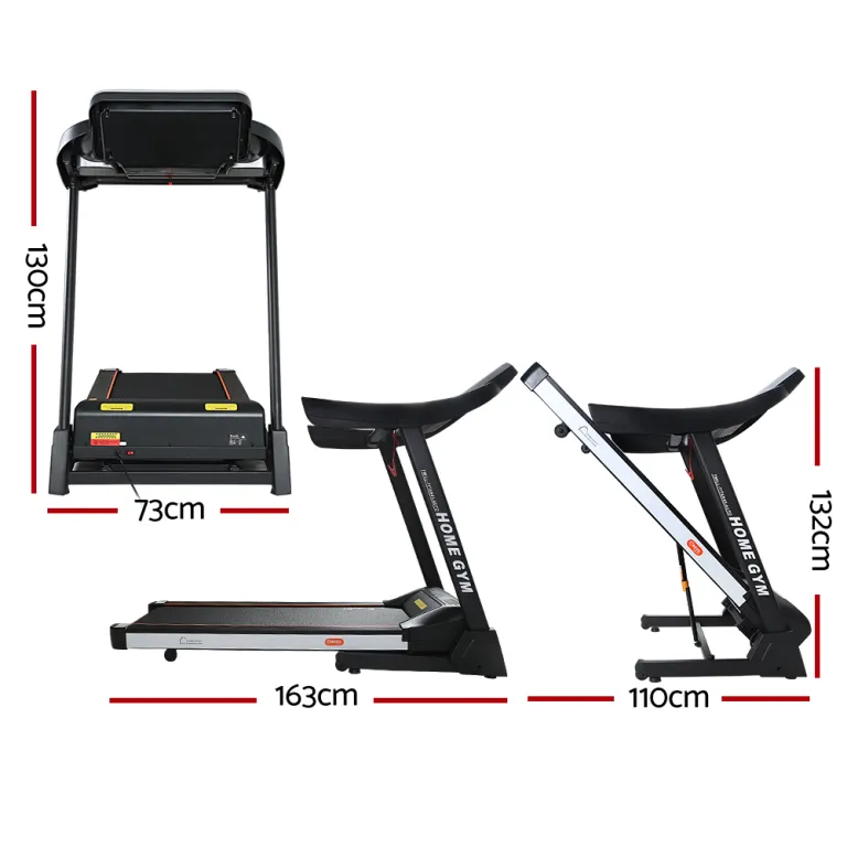 everfit treadmill electric auto level incline home gym fitness exercise 450mm