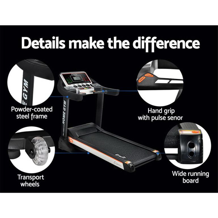 everfit treadmill electric auto level incline home gym fitness exercise 450mm