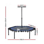 everfit 48inch hexagon fitness trampoline rebounder adjustable handrail blue