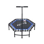 everfit 48inch hexagon fitness trampoline rebounder adjustable handrail blue