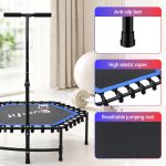 everfit 48inch hexagon fitness trampoline rebounder adjustable handrail blue
