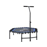 everfit 48inch hexagon fitness trampoline rebounder adjustable handrail blue