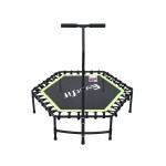 everfit 48inch hexagon fitness trampoline rebounder adjustable handrail green