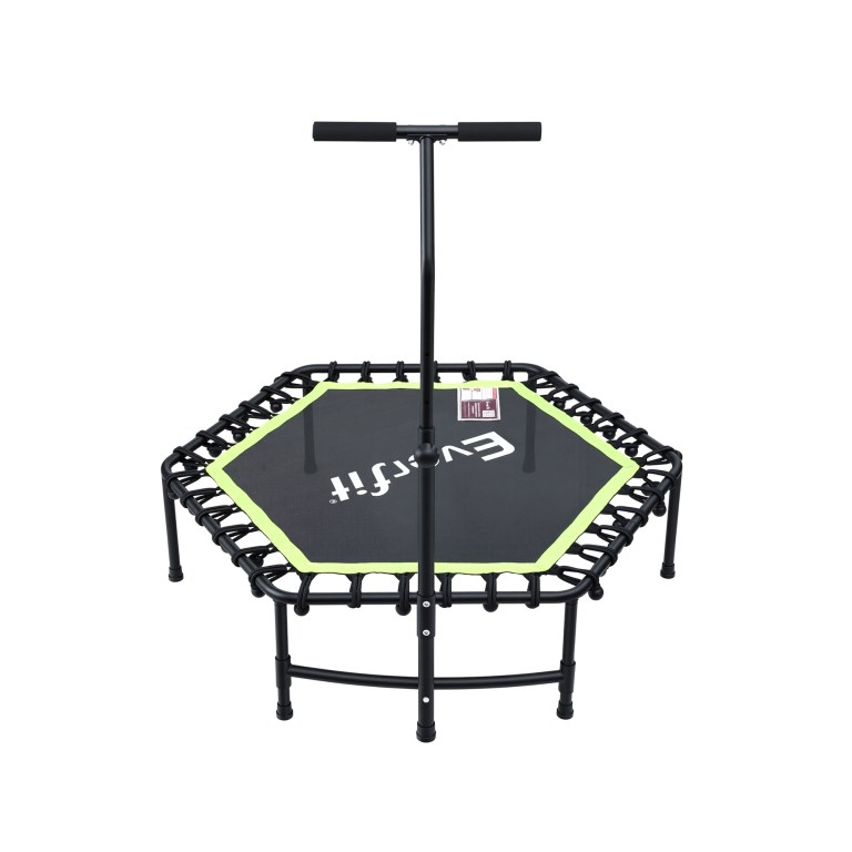 everfit 48inch hexagon fitness trampoline rebounder adjustable handrail green